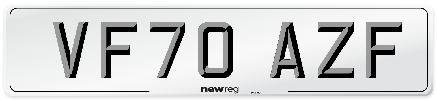 VF70 AZF Number Plate from New Reg